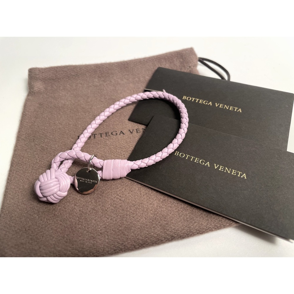 New Bottega Veneta Intrecciato Bracelet  Leather Light Purple Size M
